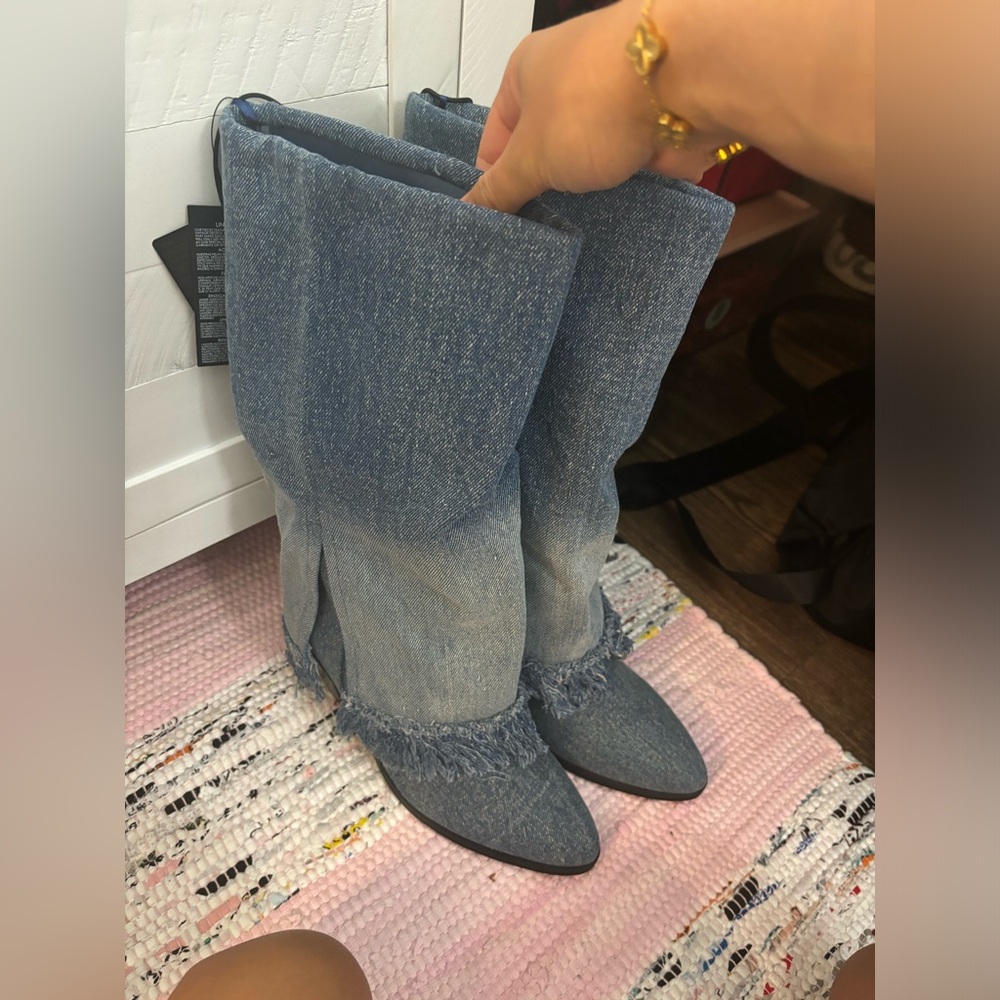 Denim boots